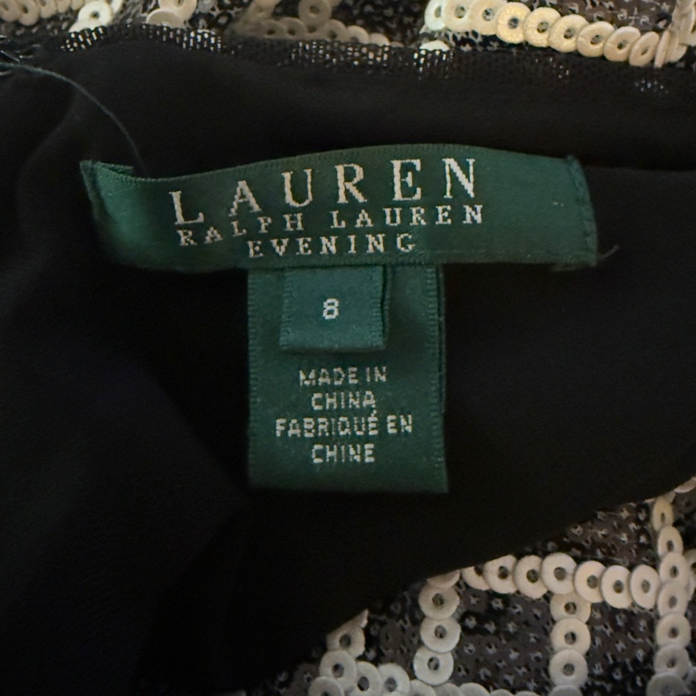 Lauren Ralph Lauren Black and White Sequin Evening Party Maxi Dress - Picture 3 of 10